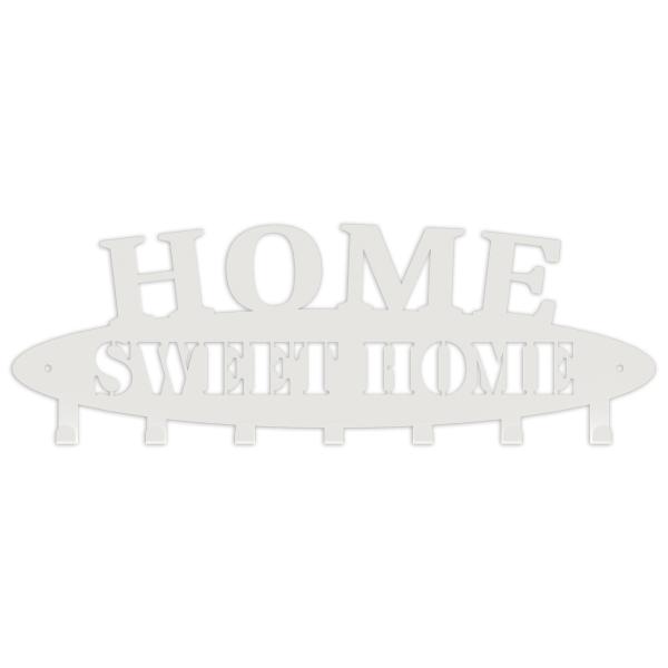 Kleiderhaken Kleiderbügel Garderobenleiste Haken WEIß aus Metall, für Eingang, Flur, Schlafzimmer, Flurgarderobe mit Haken / HOME SWEET HOME