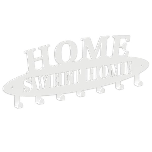 Kleiderhaken Kleiderbügel Garderobenleiste Haken WEIß aus Metall, für Eingang, Flur, Schlafzimmer, Flurgarderobe mit Haken / HOME SWEET HOME