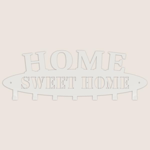 Kleiderhaken Kleiderbügel Garderobenleiste Haken WEIß aus Metall, für Eingang, Flur, Schlafzimmer, Flurgarderobe mit Haken / HOME SWEET HOME