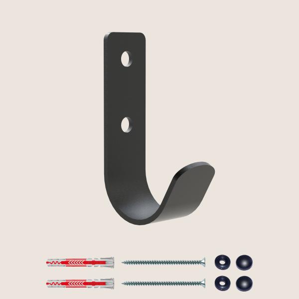 Kleiderhaken Garderobenleiste Hakenleiste Schwarz aus Metall, Bügel für Eingang, Flur, Schlafzimmer, Flurgarderobe / JUNA