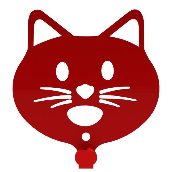 Kleiderhaken Kleiderbügel Kinder Haken ROT Tiere aus Metall, für Eingang, Flur, Schlafzimmer, Kinderzimmer Kindergarten / KATZE