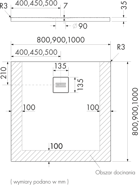 Stabilsound Plus Markas Verbundduschwanne Schwarz 80x80x3,5 cm, quadratisch