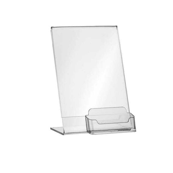 L Ständer mit Fach Visitenkartenhalter Flyer A5 Prospektständer Acryl-Glas