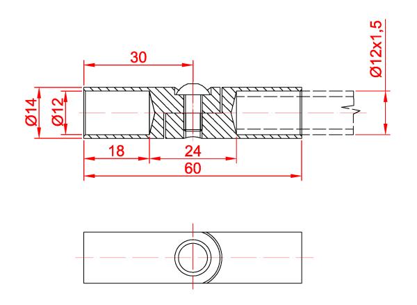 Edelstahl Stabverbinder mit Gelenk V2A variabel Füllstab Ø12mm