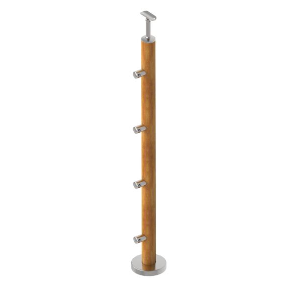 Pfosten, Buche, AISI304+BEECH, D50/4xd12mm, H900m