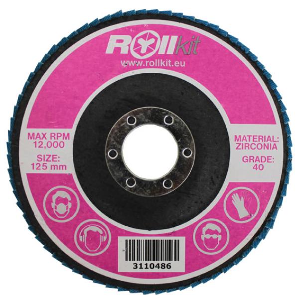 Lamellenscheibe für Edelstahl, D125, d22,2, t7,25 mm, P40