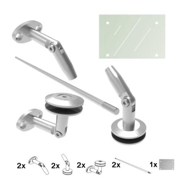 Vordachsystem, AISI 316, Satz mit Glass AISI316, M