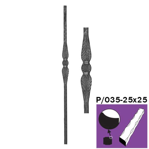 Zierstab mit Element h1200, b58mm, P/035-25x25