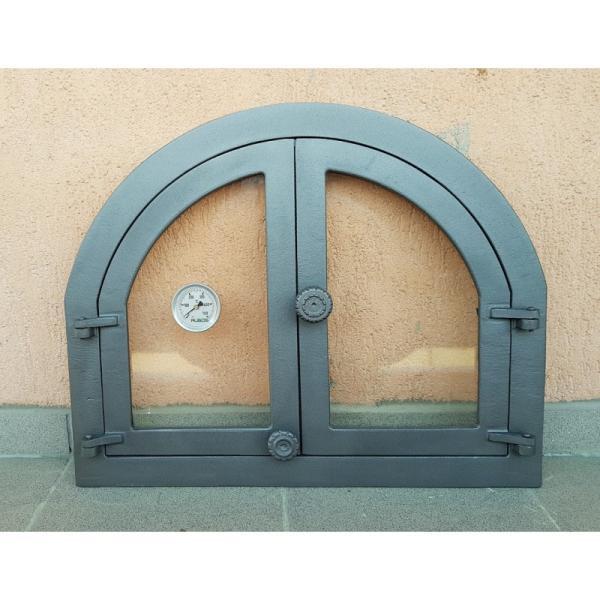 Gusseisern Ofenklappe Kaminofentür Pizzaofentür Backofentür Panama Gusseisen mit Glas & Thermometer 500°C