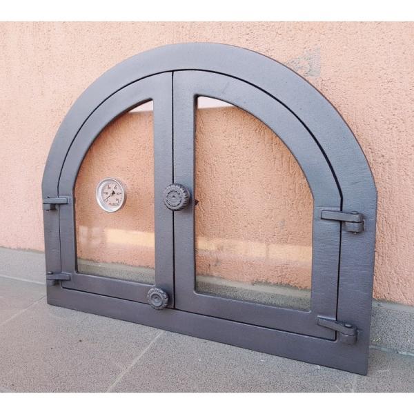 Gusseisern Ofenklappe Kaminofentür Pizzaofentür Backofentür Panama Gusseisen mit Glas & Thermometer 500°C