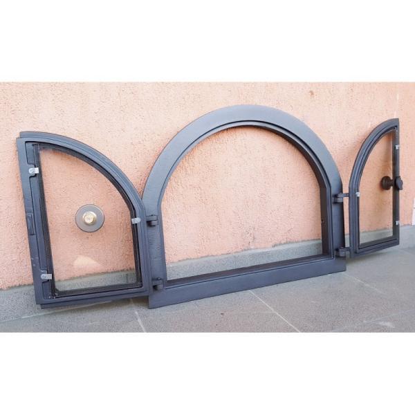 Gusseisern Ofenklappe Kaminofentür Pizzaofentür Backofentür Panama Gusseisen mit Glas & Thermometer 500°C