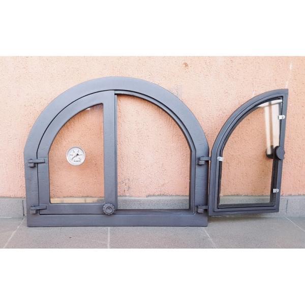 Gusseisern Ofenklappe Kaminofentür Pizzaofentür Backofentür Panama Gusseisen mit Glas & Thermometer 500°C