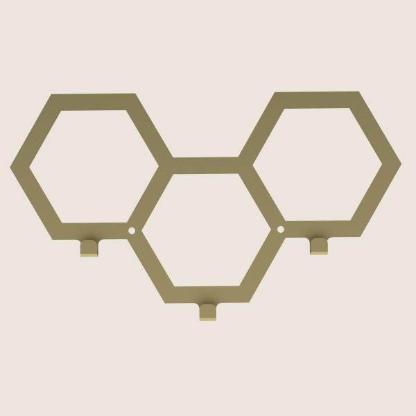 Kleiderhaken Garderobenleiste Hakenleiste GOLD - 35 cm - aus Metall, für Eingang, Flur, Schlafzimmer, Flurgarderobe mit 3 Haken / PANE 350