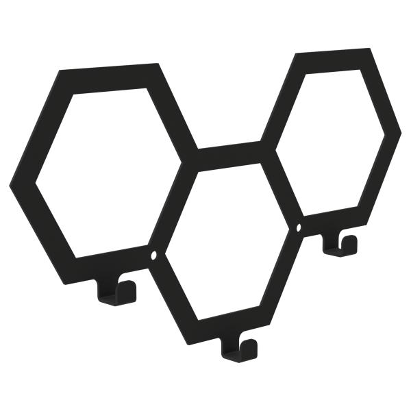 Kleiderhaken Garderobenleiste Hakenleiste Schwarz - 35 cm - aus Metall, für Eingang, Flur, Schlafzimmer, Flurgarderobe mit 3 Haken / PANE 350