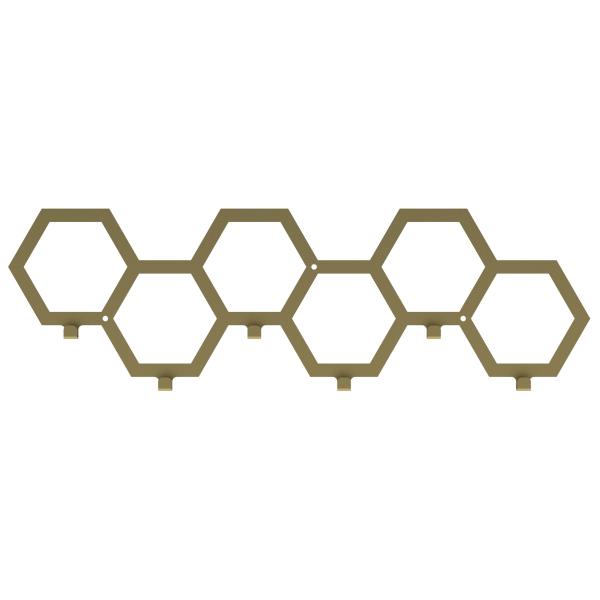 Kleiderhaken Garderobenleiste Hakenleiste GOLD - 65 cm - aus Metall, für Eingang, Flur, Schlafzimmer, Flurgarderobe mit 6 Haken / PANE 650