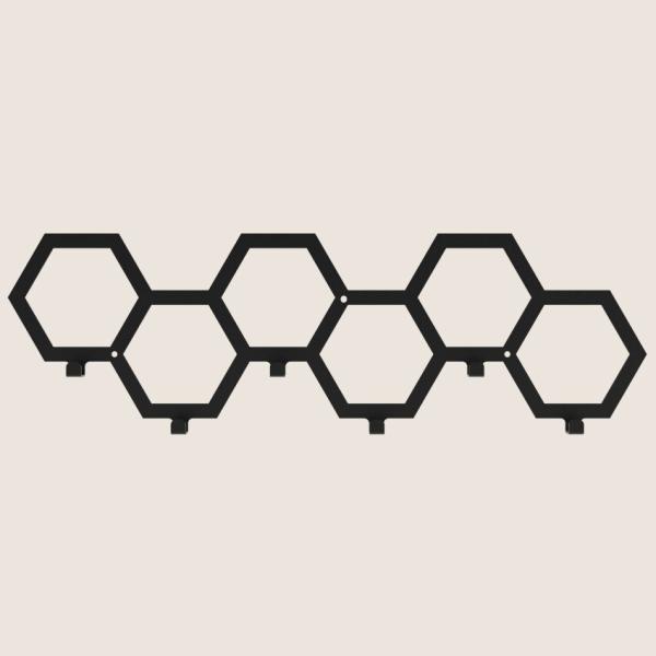 Kleiderhaken Garderobenleiste Hakenleiste Schwarz - 65 cm - aus Metall, für Eingang, Flur, Schlafzimmer, Flurgarderobe mit 6 Haken / PANE 650