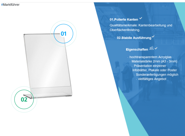 Großhandel 320 Stück L Ständer Querformat A6 Aufsteller Prospektständer Acryl-Glas