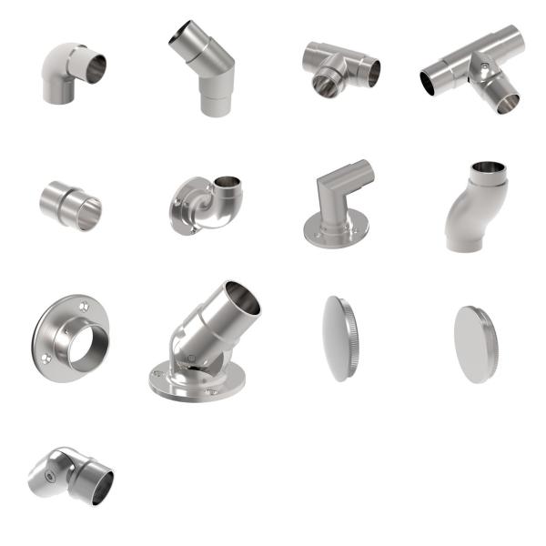 Edelstahl Geländer Handlauf Verbinder Steckfitting Bogen Rohrverbinder Endkappe