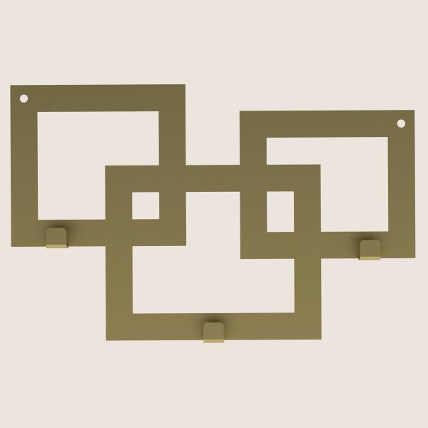 Kleiderhaken Garderobenleiste Hakenleiste GOLD - 30 cm - aus Metall, für Eingang, Flur, Schlafzimmer, Flurgarderobe mit 3 Haken / SQUARE 300