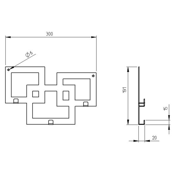 Kleiderhaken Garderobenleiste Hakenleiste GOLD - 30 cm - aus Metall, für Eingang, Flur, Schlafzimmer, Flurgarderobe mit 3 Haken / SQUARE 300