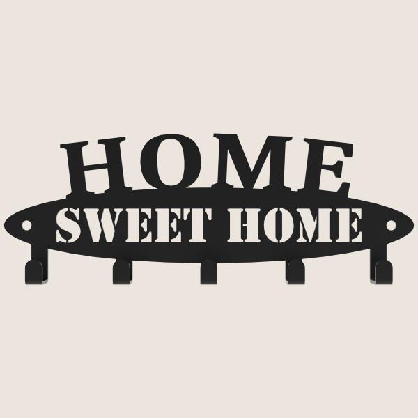 Schlüsselanhänger SCHWARZ aus Metall Tür LOFT Modern Schlüssel Bügel / HOME SWEET HOME