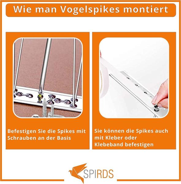 Taubenabwehr Spikes 4 reihig Vogelschutz Vogelabwehr Taubenspikes 25cm PC Basis