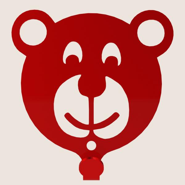 Kleiderhaken Kleiderbügel Kinder Haken ROT Tiere aus Metall, für Eingang, Flur, Schlafzimmer, Kinderzimmer Kindergarten / TEDDYBÄR