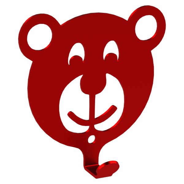 Kleiderhaken Kleiderbügel Kinder Haken ROT Tiere aus Metall, für Eingang, Flur, Schlafzimmer, Kinderzimmer Kindergarten / TEDDYBÄR