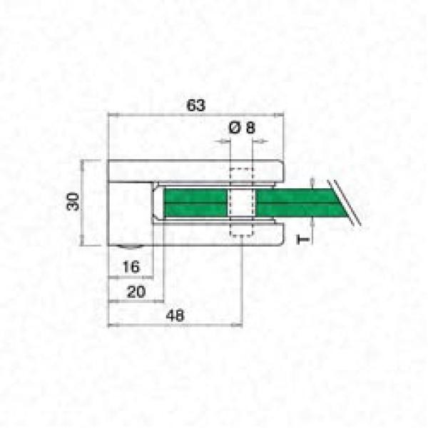 Glashalter Zinkdruckguss 63x45 Roh Rund Eckig Glasklemme Glass Clamp flach Zink