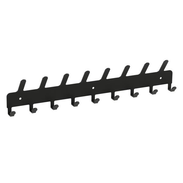 Kleiderhaken Garderobenleiste Hakenleiste Schwarz Doppelhaken - 50 cm - aus Metall, für Eingang, Flur, Schlafzimmer, Flurgarderobe mit 9 Haken / VOX MAXI