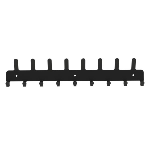 Kleiderhaken Garderobenleiste Hakenleiste Schwarz Doppelhaken - 50 cm - aus Metall, für Eingang, Flur, Schlafzimmer, Flurgarderobe mit 9 Haken / VOX MAXI