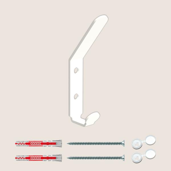 Kleiderhaken Garderobe Hakenleiste WEIß aus Metall, Bügel für Eingang, Flur, Schlafzimmer, Flurgarderobe / VOX MINI