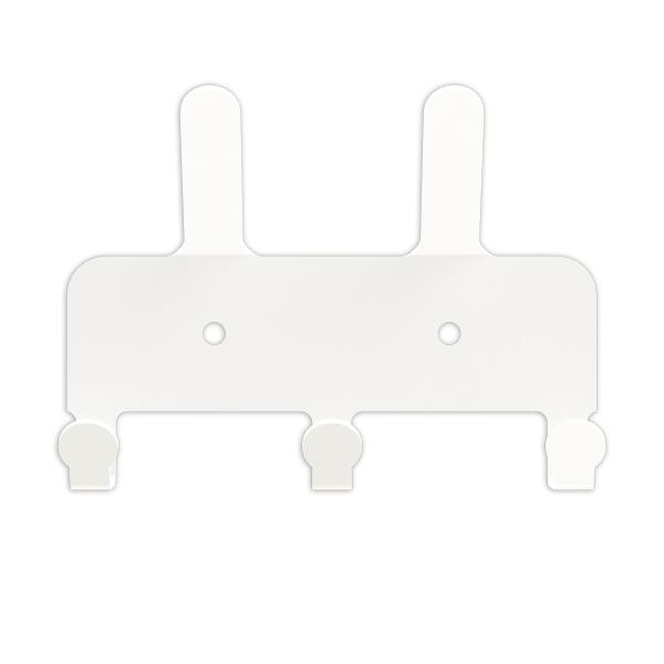 Kleiderhaken Garderobenleiste Hakenleiste WEIß Doppelhaken - 14 cm - aus Metall, für Eingang, Flur, Schlafzimmer, Flurgarderobe mit 3 Haken / JAVA QUINTET