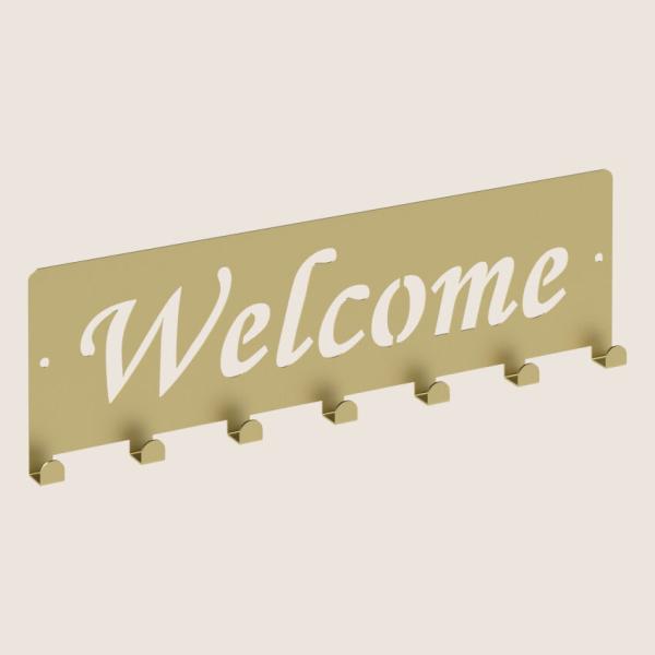 Kleiderhaken Bügel Garderobenleiste Hakenleiste GOLD - 40 cm - aus Metall, für Eingang, Flur, Schlafzimmer, Flurgarderobe / WELCOME-2