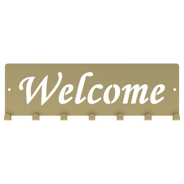 Kleiderhaken Bügel Garderobenleiste Hakenleiste GOLD - 40 cm - aus Metall, für Eingang, Flur, Schlafzimmer, Flurgarderobe / WELCOME-2