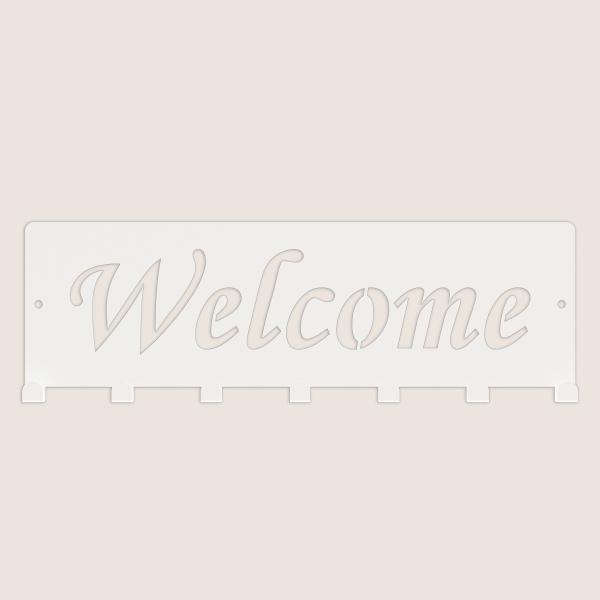 Kleiderhaken Bügel Garderobenleiste Hakenleiste WEIß - 40 cm - aus Metall, für Eingang, Flur, Schlafzimmer, Flurgarderobe / WELCOME-2