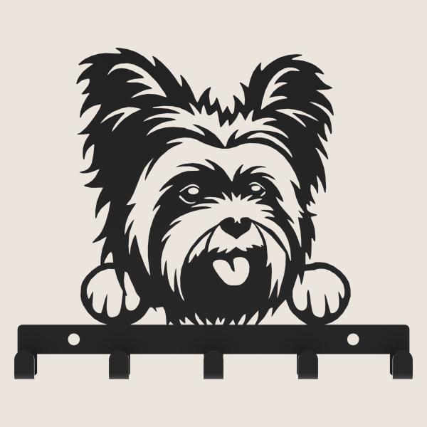 Schlüsselanhänger SCHWARZ aus Metall Hund Tür LOFT Modern Schlüssel Bügel / YORK