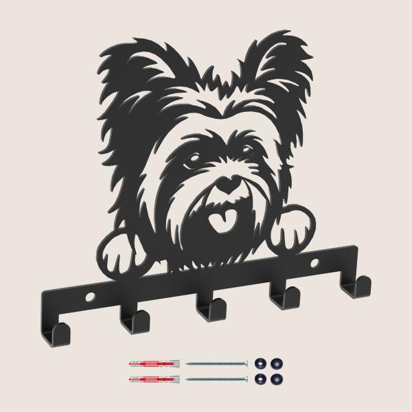 Schlüsselanhänger SCHWARZ aus Metall Hund Tür LOFT Modern Schlüssel Bügel / YORK